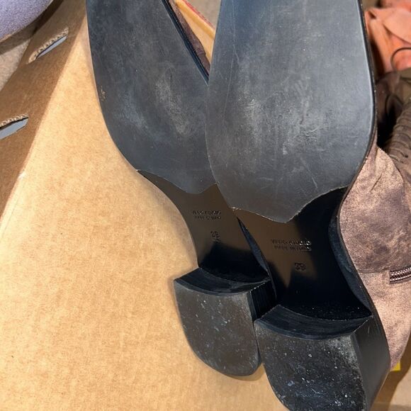 Flavio Zanasca Brown Suede Leather Lace Up Heeled Italian Designer Boots 8.5 - Picture 8 of 11